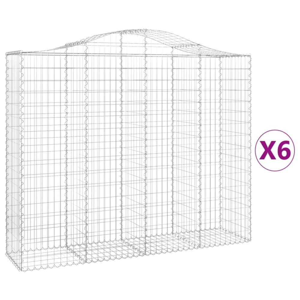 vidaXL Coșuri gabion arcuite 6 buc, 200x50x160/180 cm, fier galvanizat