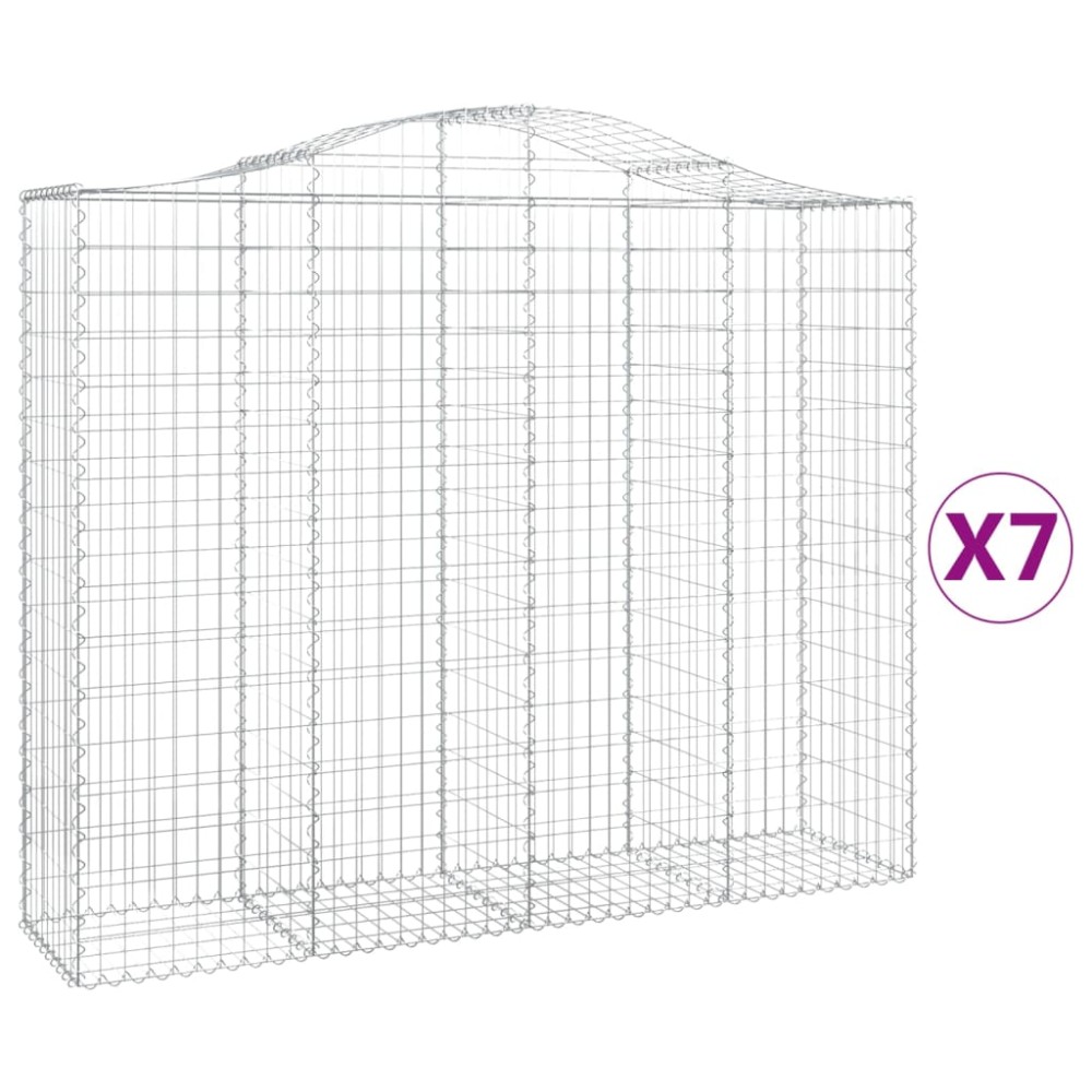 vidaXL Coșuri gabion arcuite 7 buc, 200x50x160/180 cm, fier galvanizat