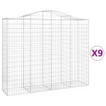 vidaXL Coșuri gabion arcuite 9 buc, 200x50x160/180 cm, fier galvanizat