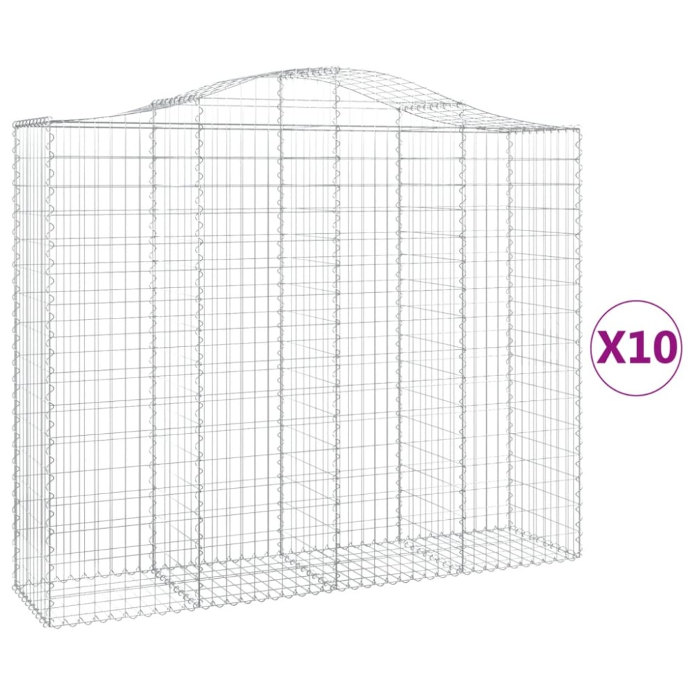 vidaXL Coșuri gabion arcuite 10 buc, 200x50x160/180cm, fier galvanizat
