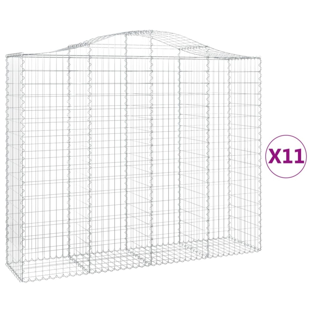 vidaXL Coș gabion arcuit, 11 buc, 200x50x160/180 cm, fier galvanizat