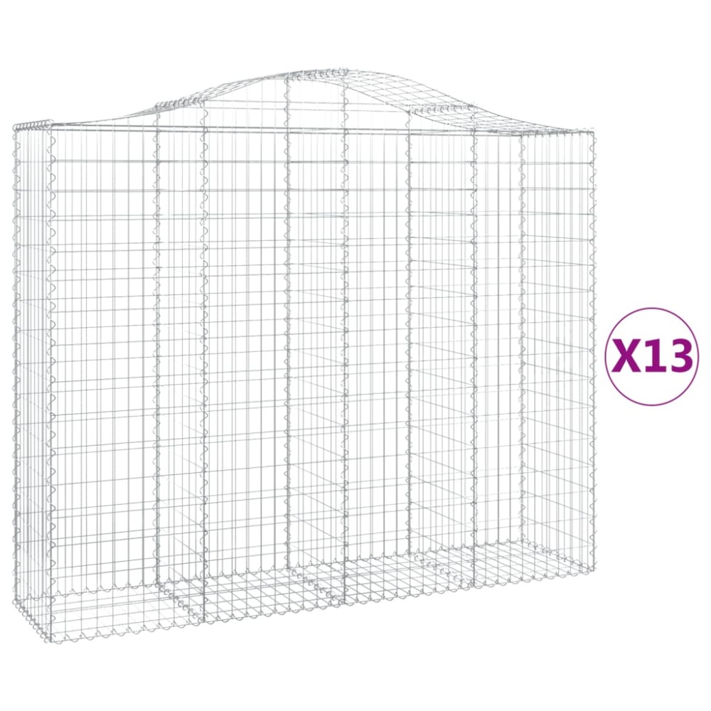 vidaXL Coș gabion arcuit, 13 buc, 200x50x160/180 cm, fier galvanizat