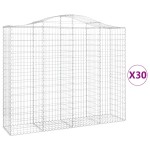 vidaXL Coșuri gabion arcuite 30 buc, 200x50x160/180cm, fier galvanizat