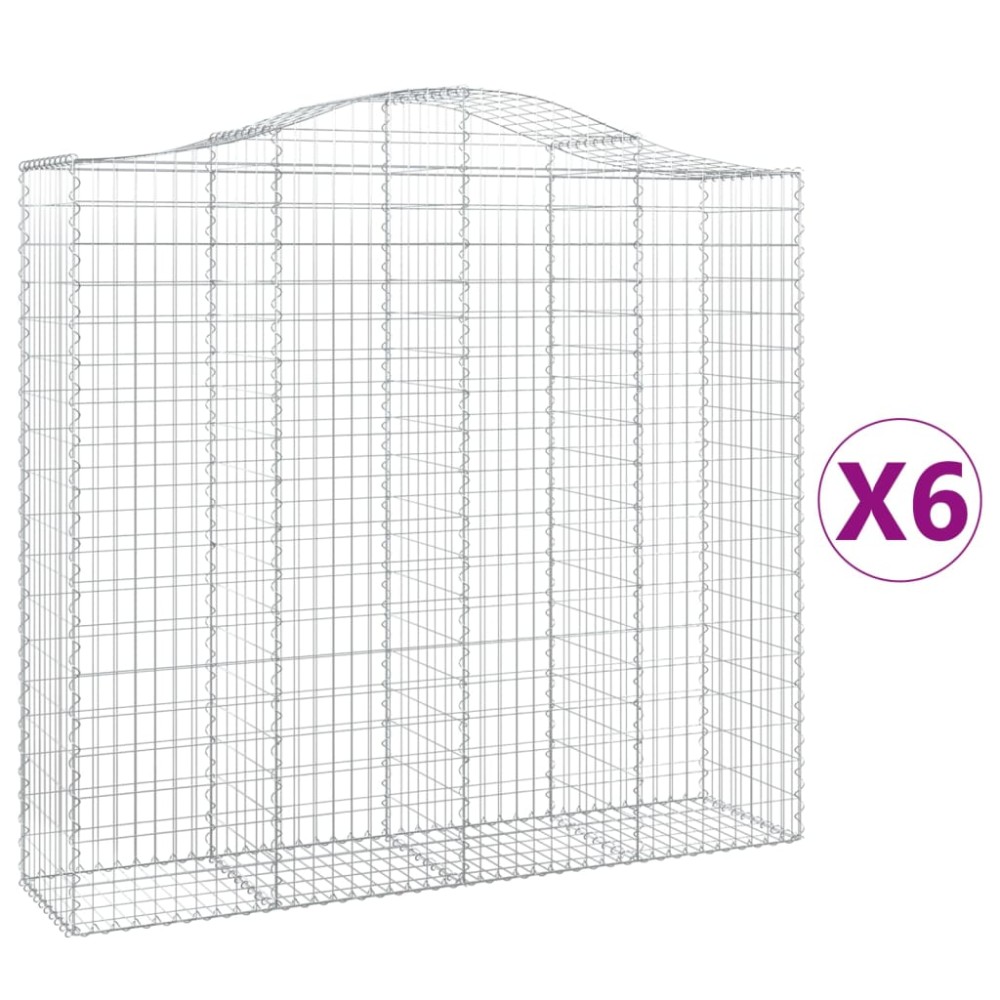 vidaXL Coșuri gabion arcuite 6 buc, 200x50x180/200 cm, fier galvanizat