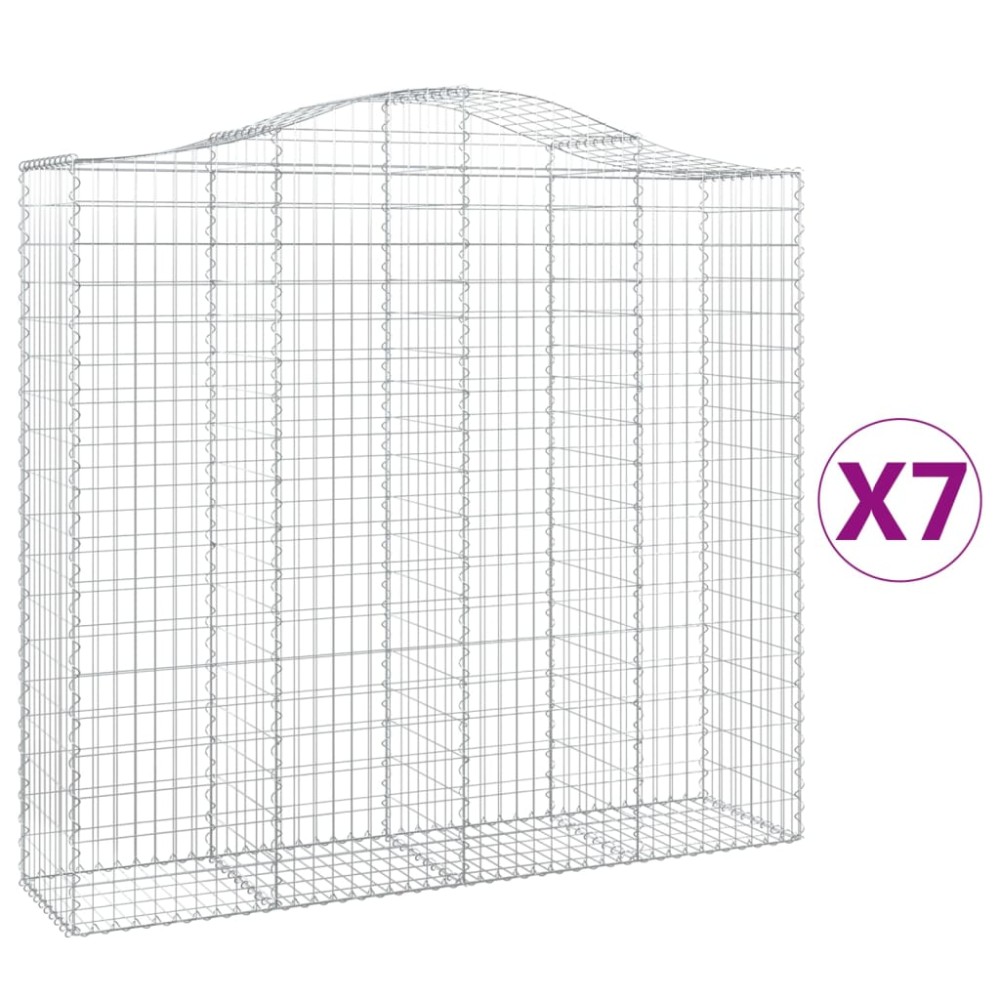 vidaXL Coșuri gabion arcuite 7 buc, 200x50x180/200 cm, fier galvanizat