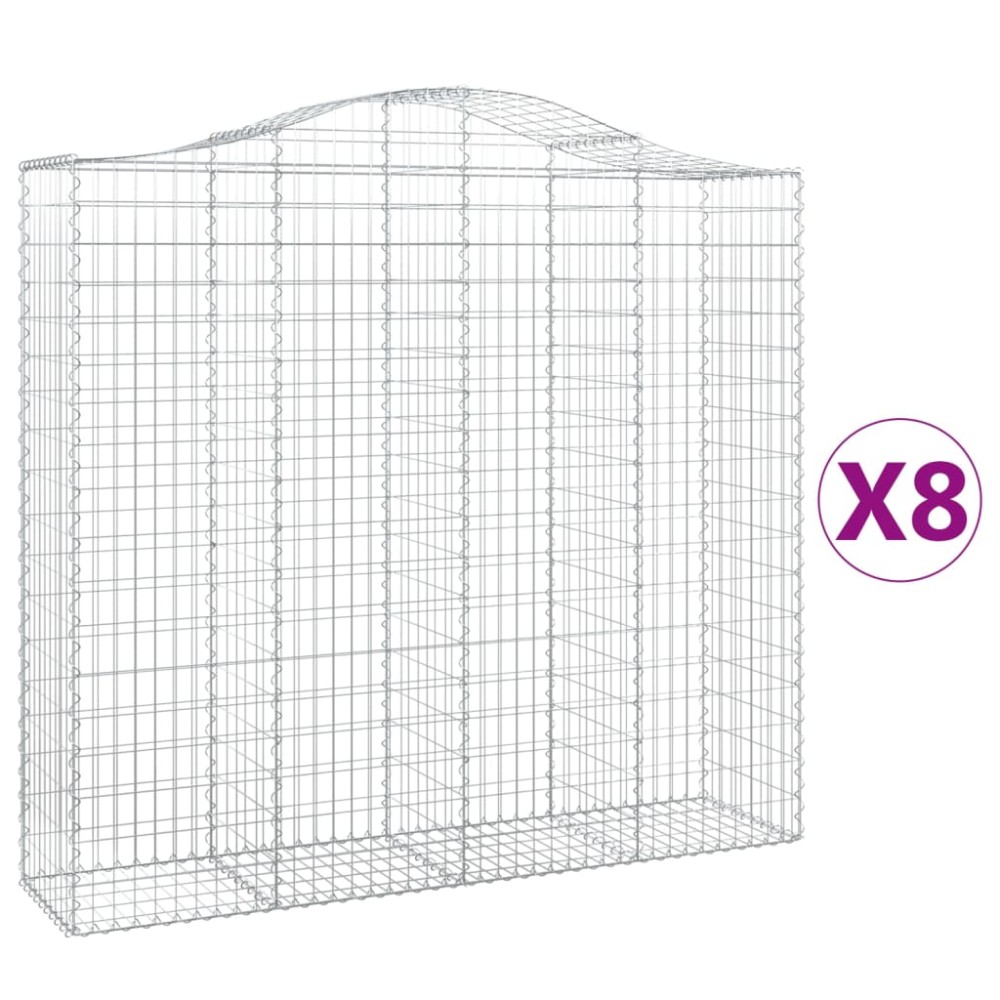 vidaXL Coșuri gabion arcuite 8 buc, 200x50x180/200 cm, fier galvanizat