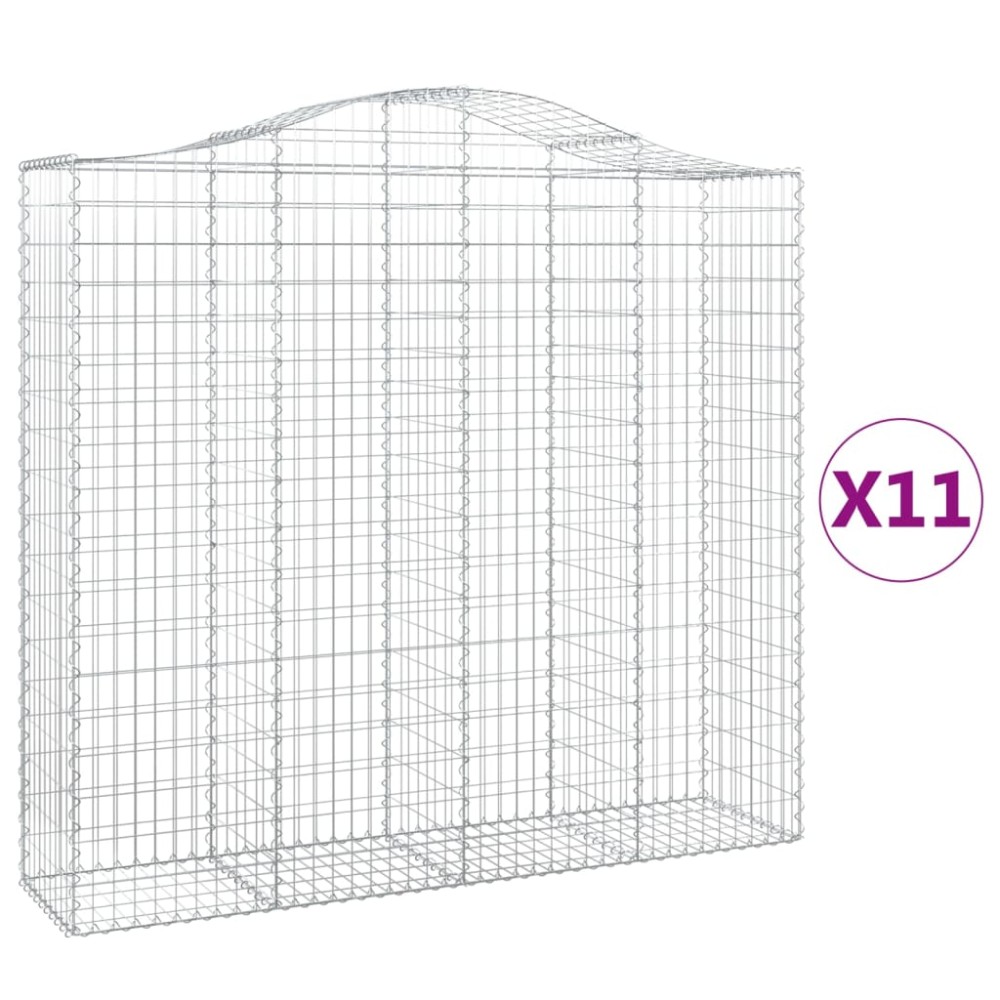 vidaXL Coșuri gabion arcuite 11 buc, 200x50x180/200cm, fier galvanizat