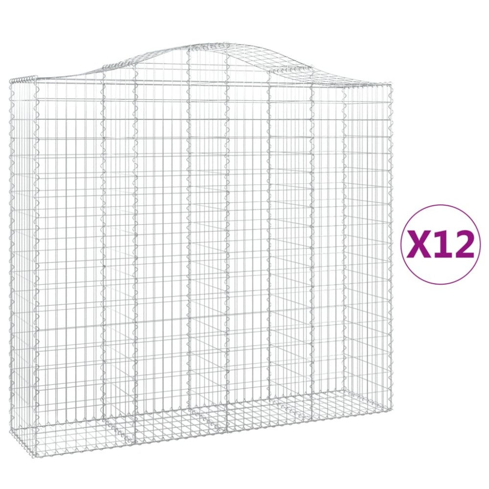 vidaXL Coșuri gabion arcuite 12 buc, 200x50x180/200cm, fier galvanizat