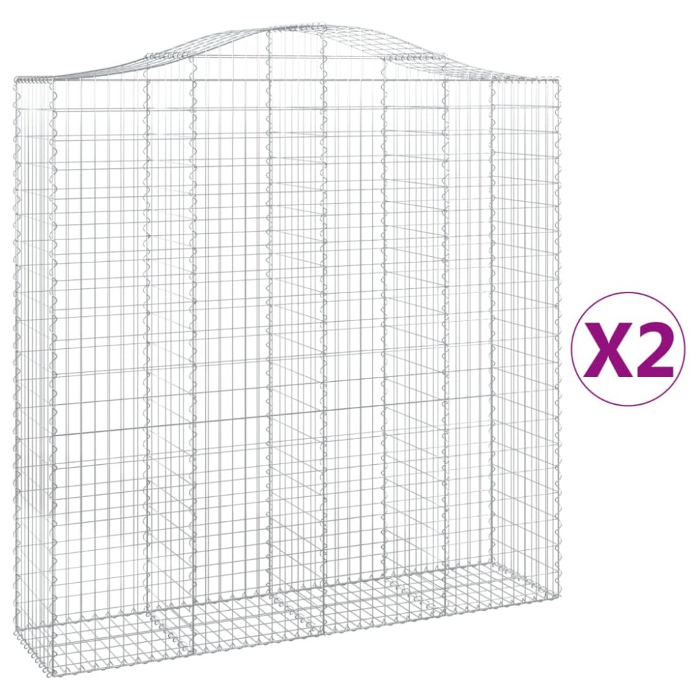 vidaXL Coșuri gabion arcuite, 2 buc 200x50x200/220 cm, fier galvanizat