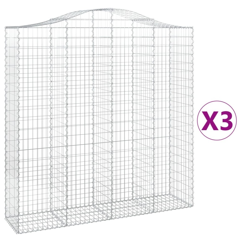 vidaXL Coșuri gabion arcuite, 3 buc 200x50x200/220 cm, fier galvanizat