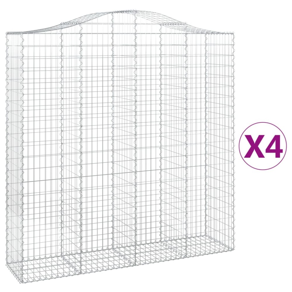 vidaXL Coșuri gabion arcuite, 4 buc 200x50x200/220 cm, fier galvanizat