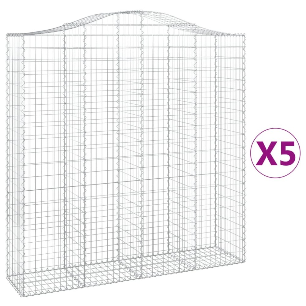 vidaXL Coșuri gabion arcuite, 5 buc 200x50x200/220 cm, fier galvanizat