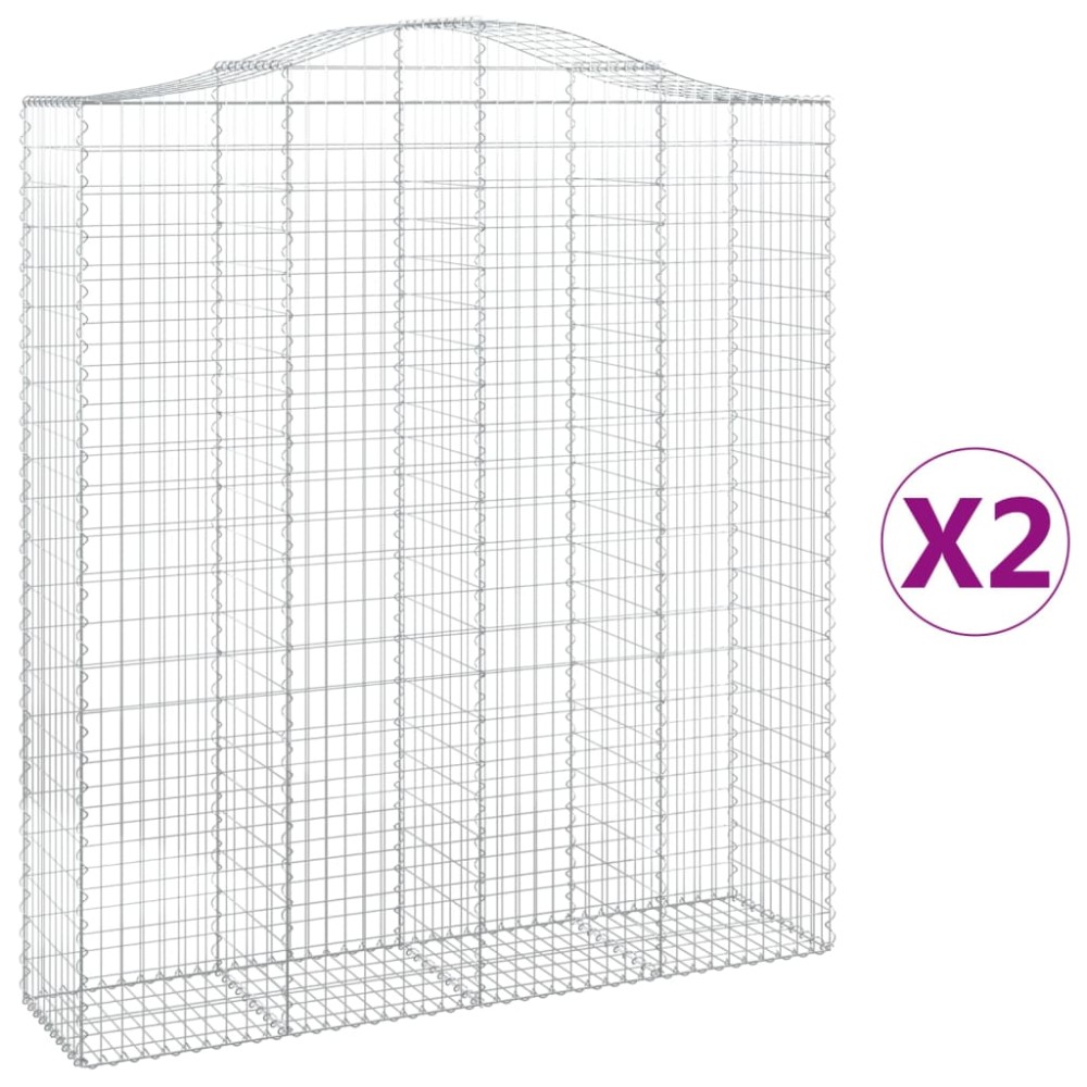vidaXL Coșuri gabion arcuite, 2 buc, 200x50x220/240cm, fier galvanizat