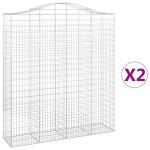 vidaXL Coșuri gabion arcuite, 2 buc, 200x50x220/240cm, fier galvanizat