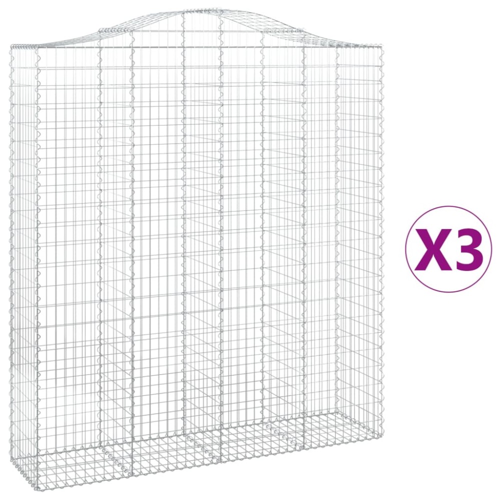 vidaXL Coșuri gabion arcuite, 3 buc, 200x50x220/240cm, fier galvanizat