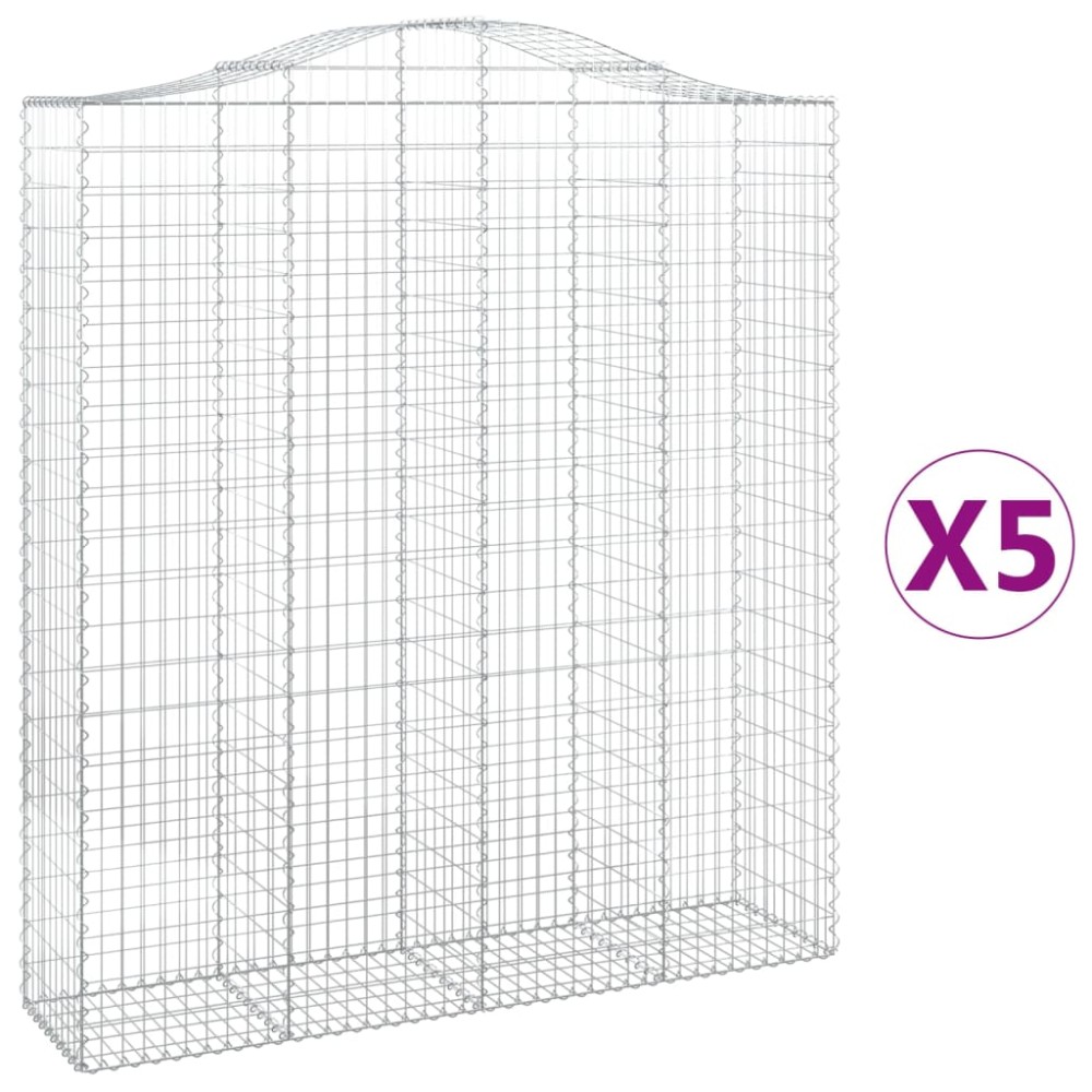 vidaXL Coșuri gabion arcuite, 5 buc, 200x50x220/240cm, fier galvanizat