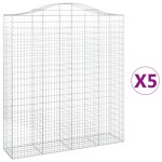 vidaXL Coșuri gabion arcuite, 5 buc, 200x50x220/240cm, fier galvanizat