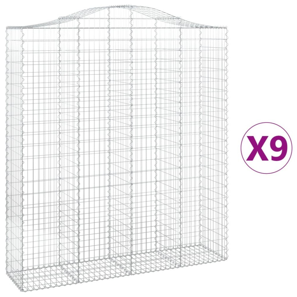 vidaXL Coșuri gabion arcuite, 9 buc, 200x50x220/240cm, fier galvanizat