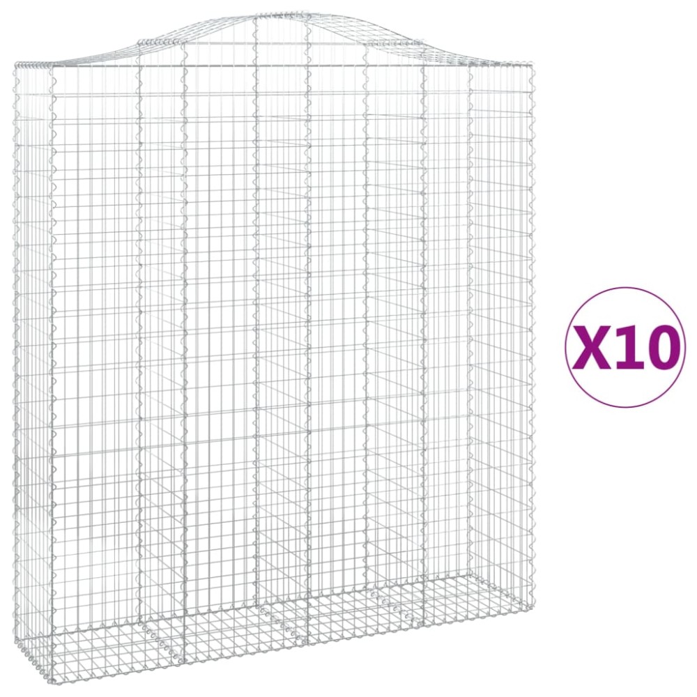 vidaXL Coșuri gabion arcuite, 10 buc 200x50x220/240cm, fier galvanizat