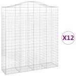 vidaXL Coșuri gabion arcuite, 12 buc 200x50x220/240cm, fier galvanizat