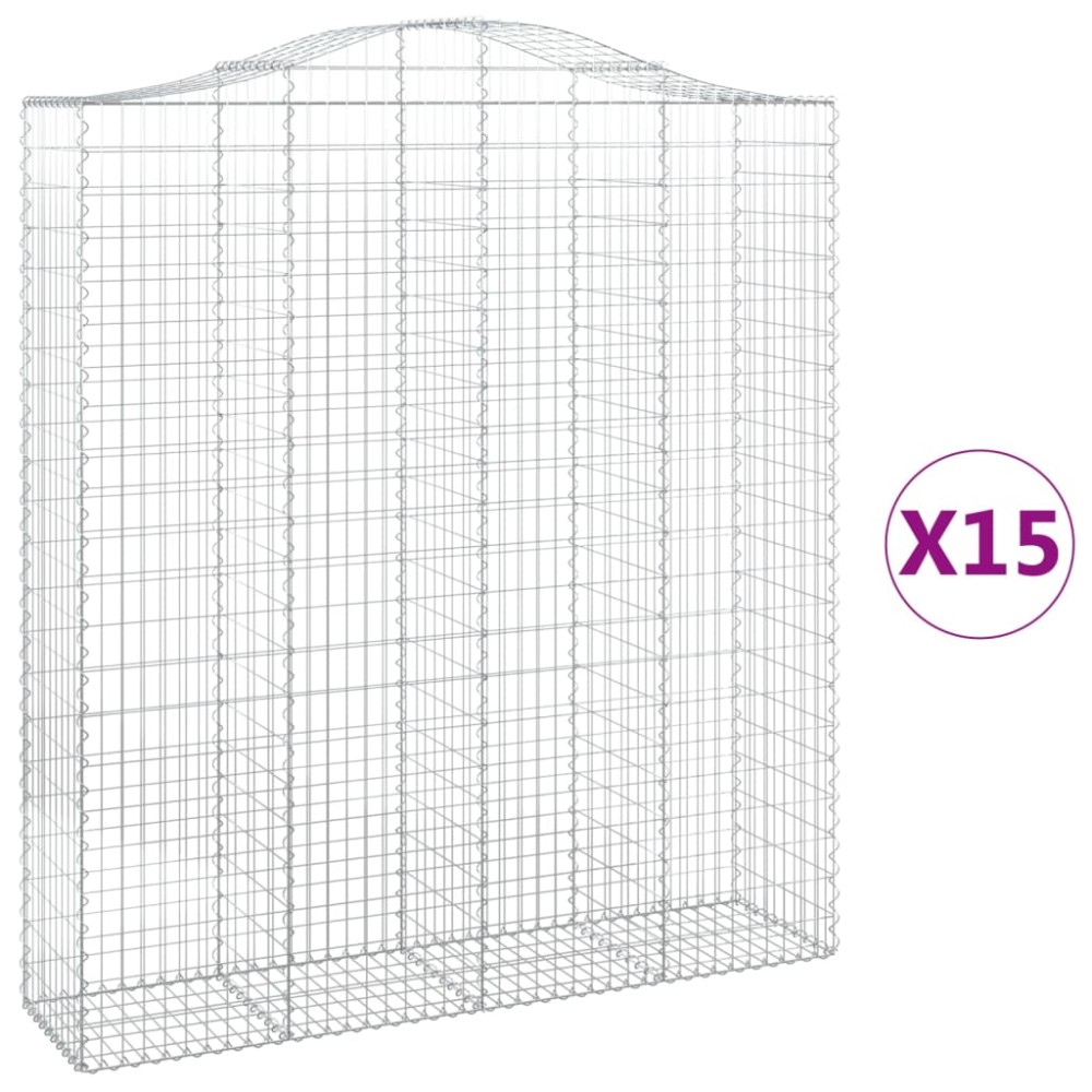 vidaXL Coșuri gabion arcuite, 15 buc 200x50x220/240cm, fier galvanizat