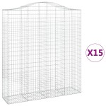 vidaXL Coșuri gabion arcuite, 15 buc 200x50x220/240cm, fier galvanizat