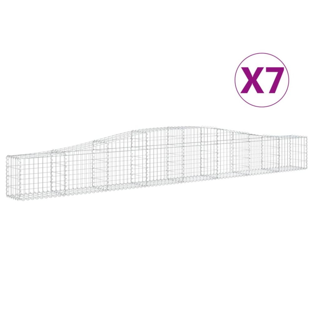 vidaXL Coșuri gabion arcuite 7 buc, 400x30x40/60 cm, fier galvanizat