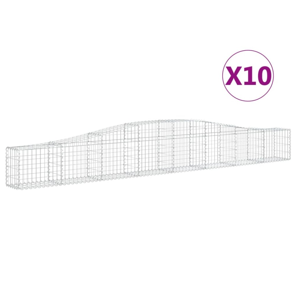 vidaXL Coșuri gabion arcuite 10 buc, 400x30x40/60 cm, fier galvanizat