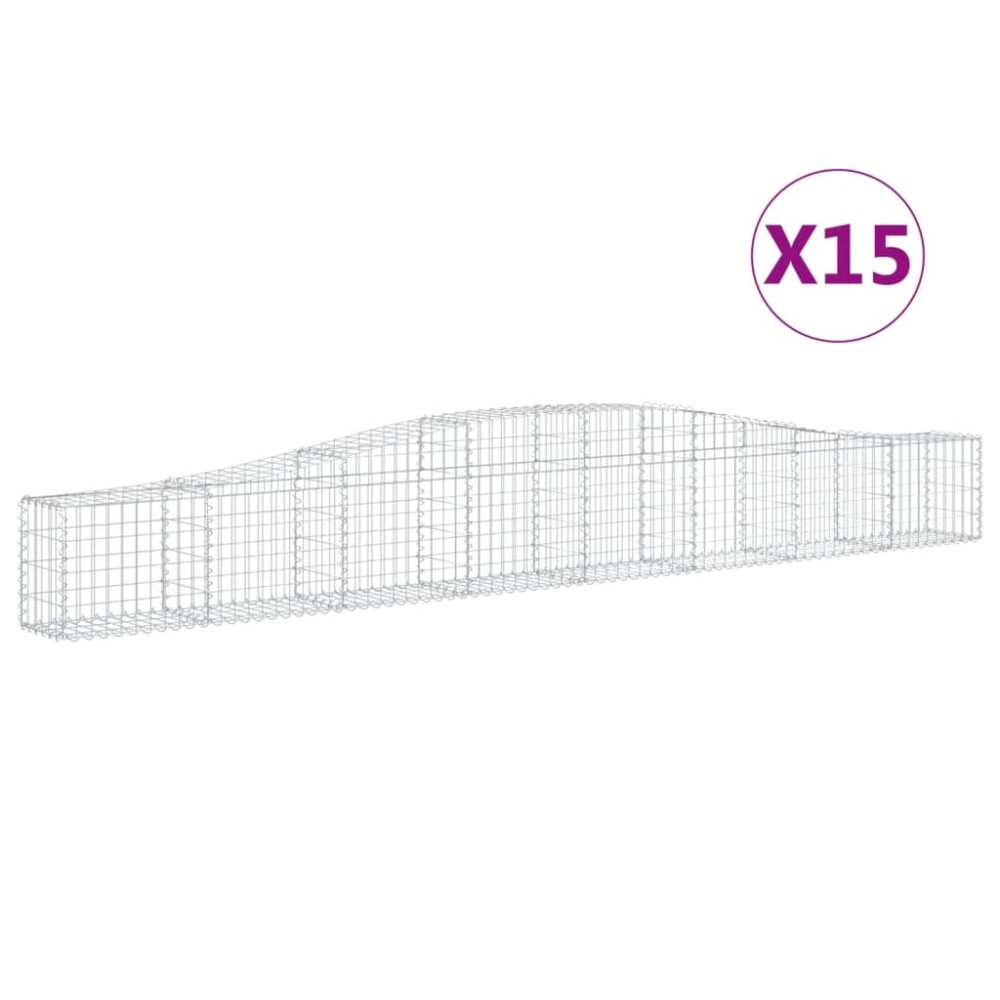 vidaXL Coșuri gabion arcuite 15 buc, 400x30x40/60 cm, fier galvanizat