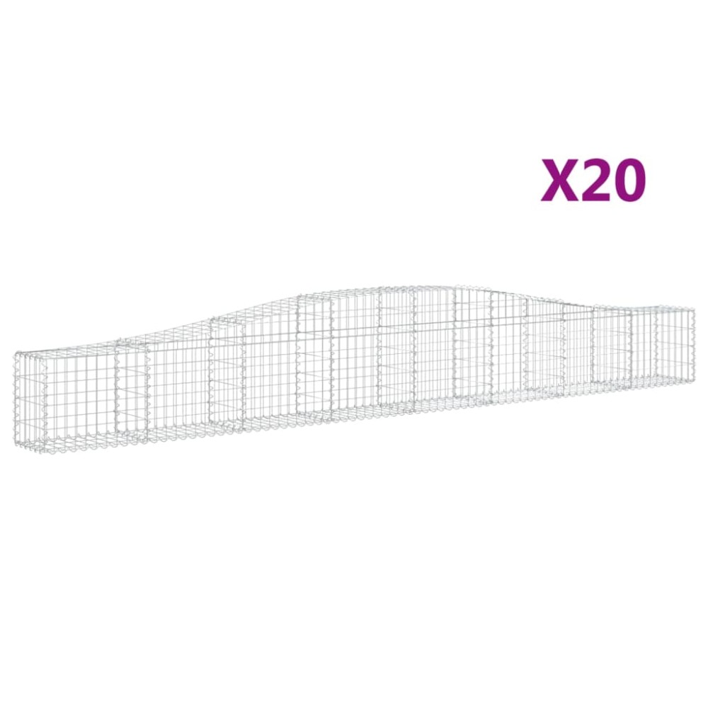 vidaXL Coșuri gabion arcuite 20 buc, 400x30x40/60 cm, fier galvanizat