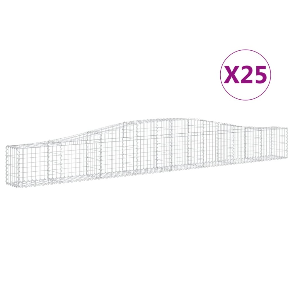 vidaXL Coșuri gabion arcuite 25 buc, 400x30x40/60 cm, fier galvanizat