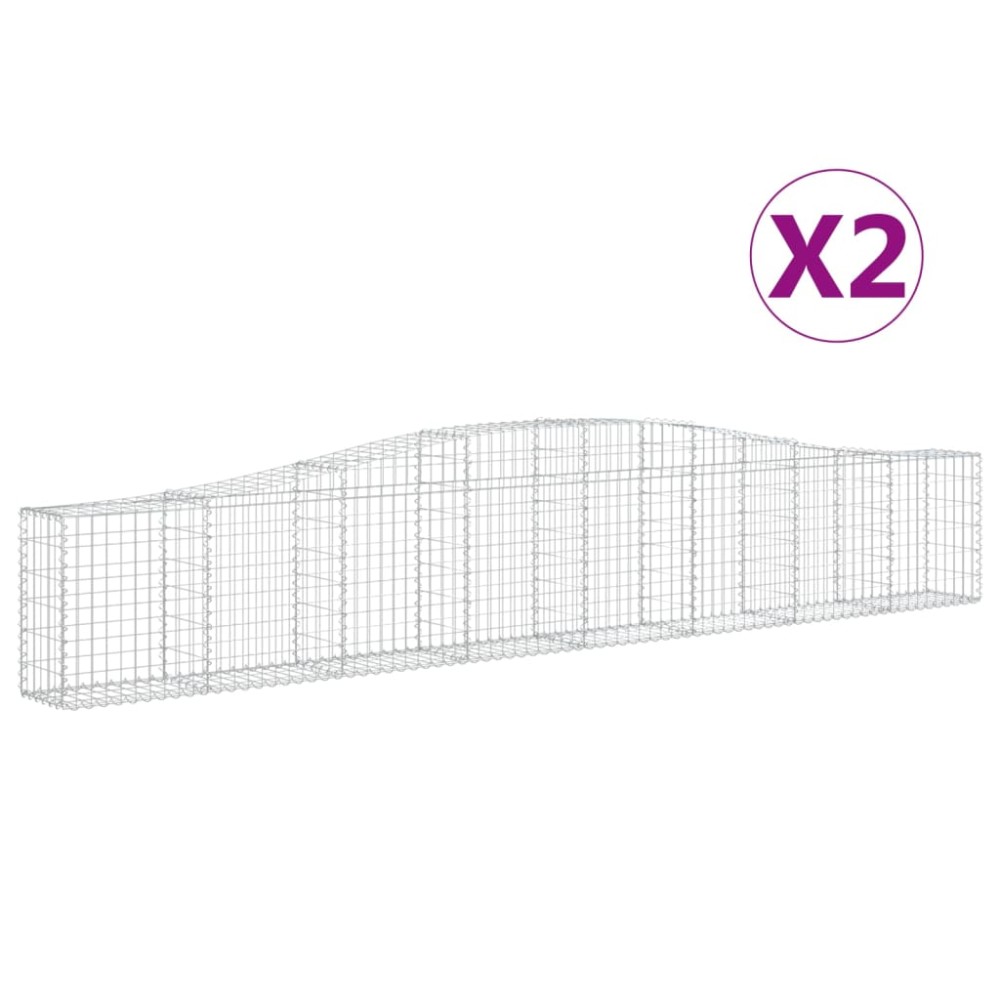 vidaXL Coșuri gabion arcuite 2 buc, 400x30x60/80 cm, fier galvanizat