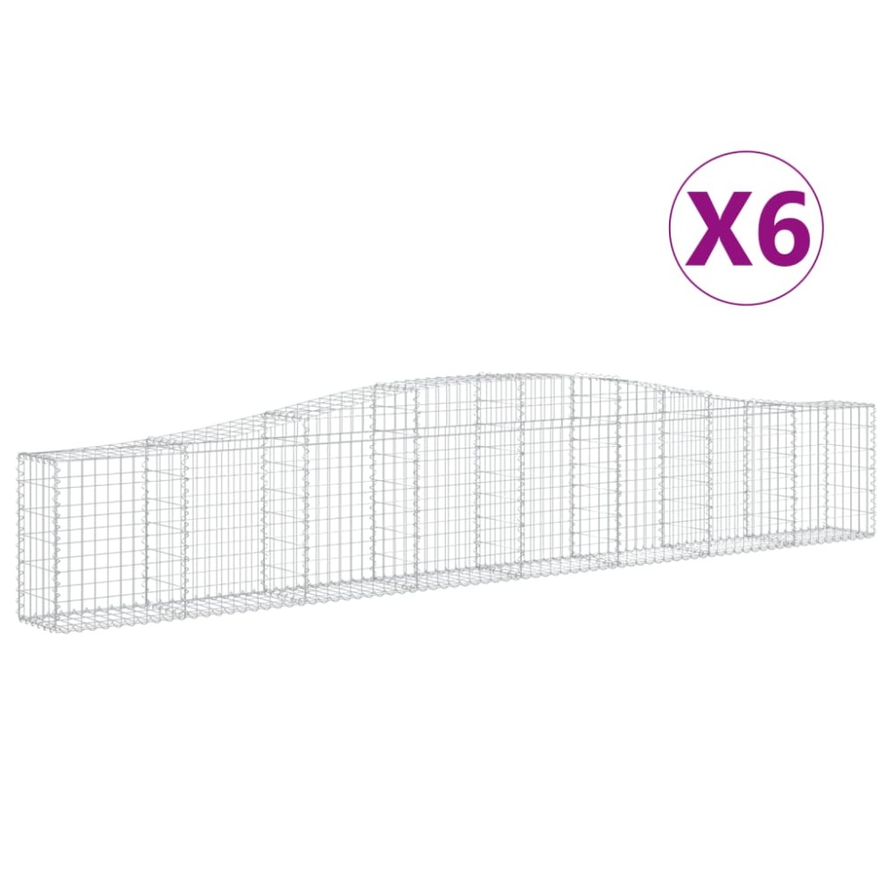vidaXL Coșuri gabion arcuite 6 buc, 400x30x60/80 cm, fier galvanizat
