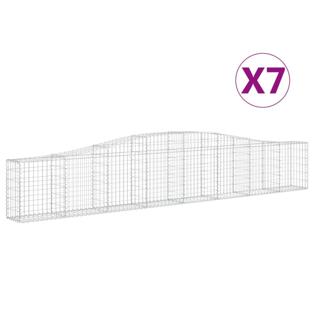 vidaXL Coșuri gabion arcuite 7 buc, 400x30x60/80 cm, fier galvanizat