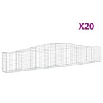 vidaXL Coșuri gabion arcuite 20 buc, 400x30x60/80 cm, fier galvanizat