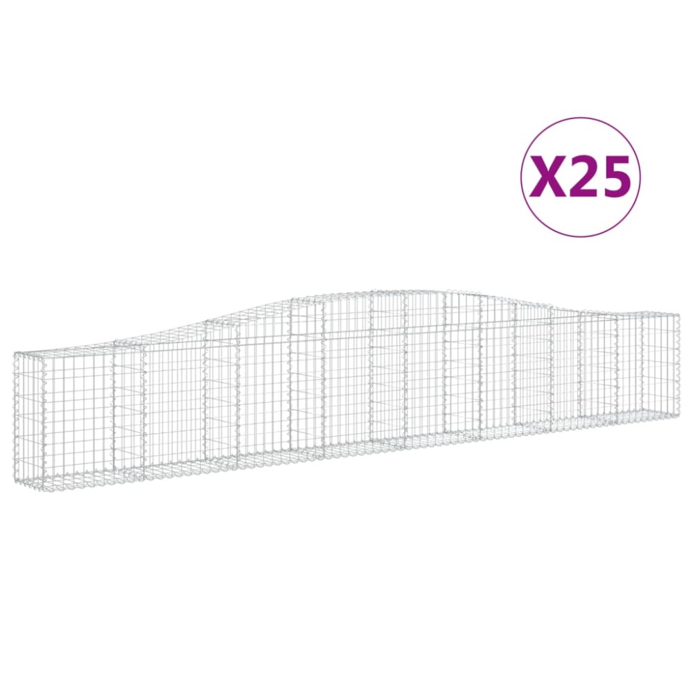 vidaXL Coșuri gabion arcuite 25 buc, 400x30x60/80 cm, fier galvanizat