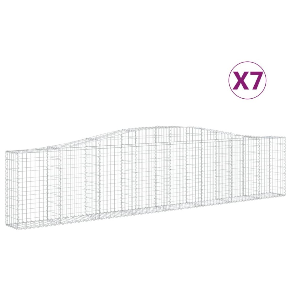 vidaXL Coșuri gabion arcuite 7 buc, 400x30x80/100 cm, fier galvanizat