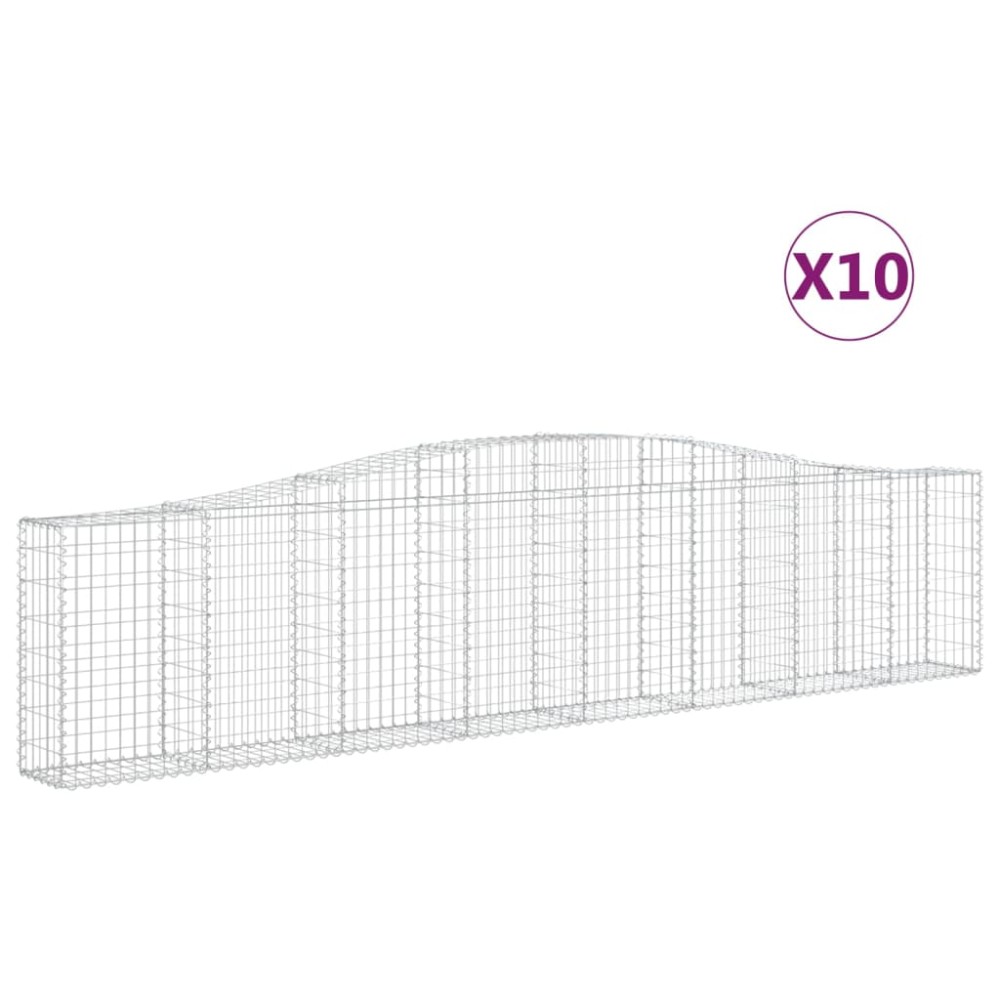 vidaXL Coșuri gabion arcuite 10 buc, 400x30x80/100 cm, fier galvanizat
