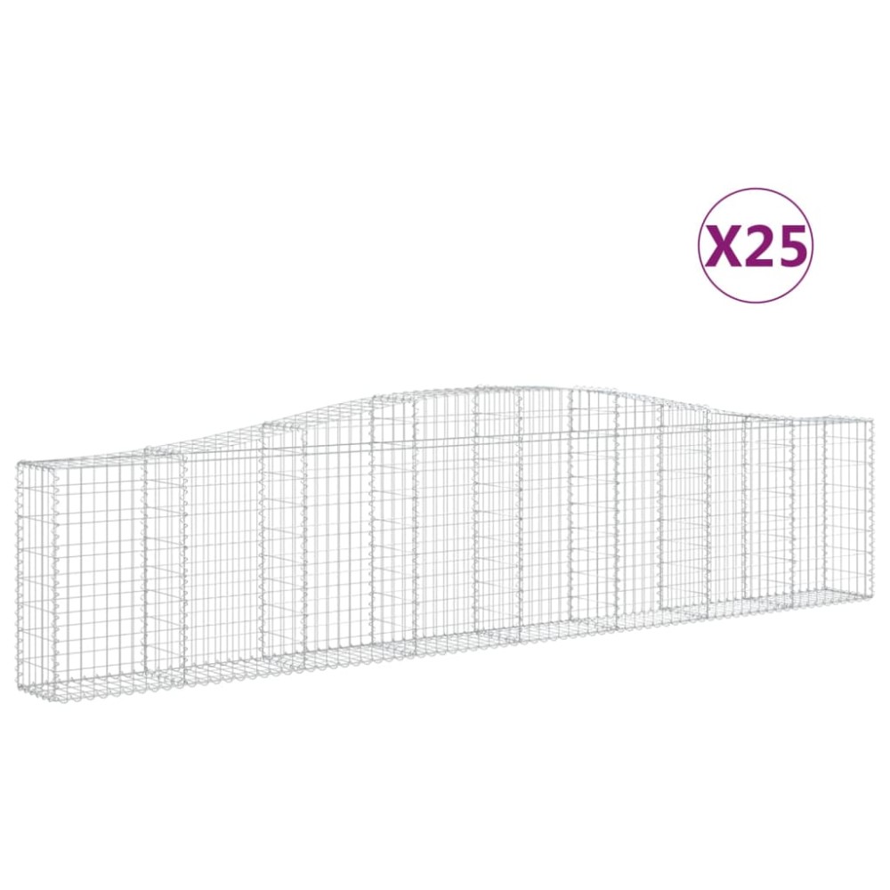 vidaXL Coșuri gabion arcuite 25 buc, 400x30x80/100 cm, fier galvanizat