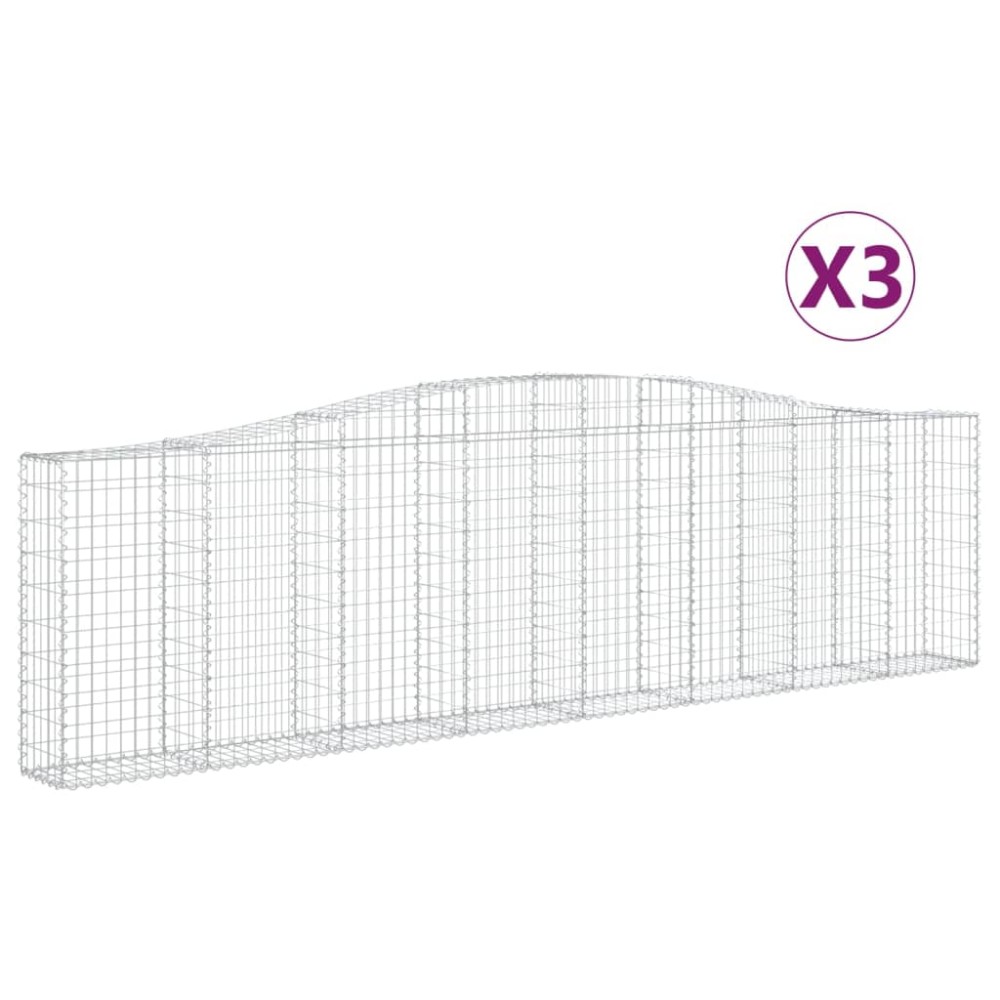 vidaXL Coșuri gabion arcuite 3 buc, 400x30x100/120 cm fier galvanizat