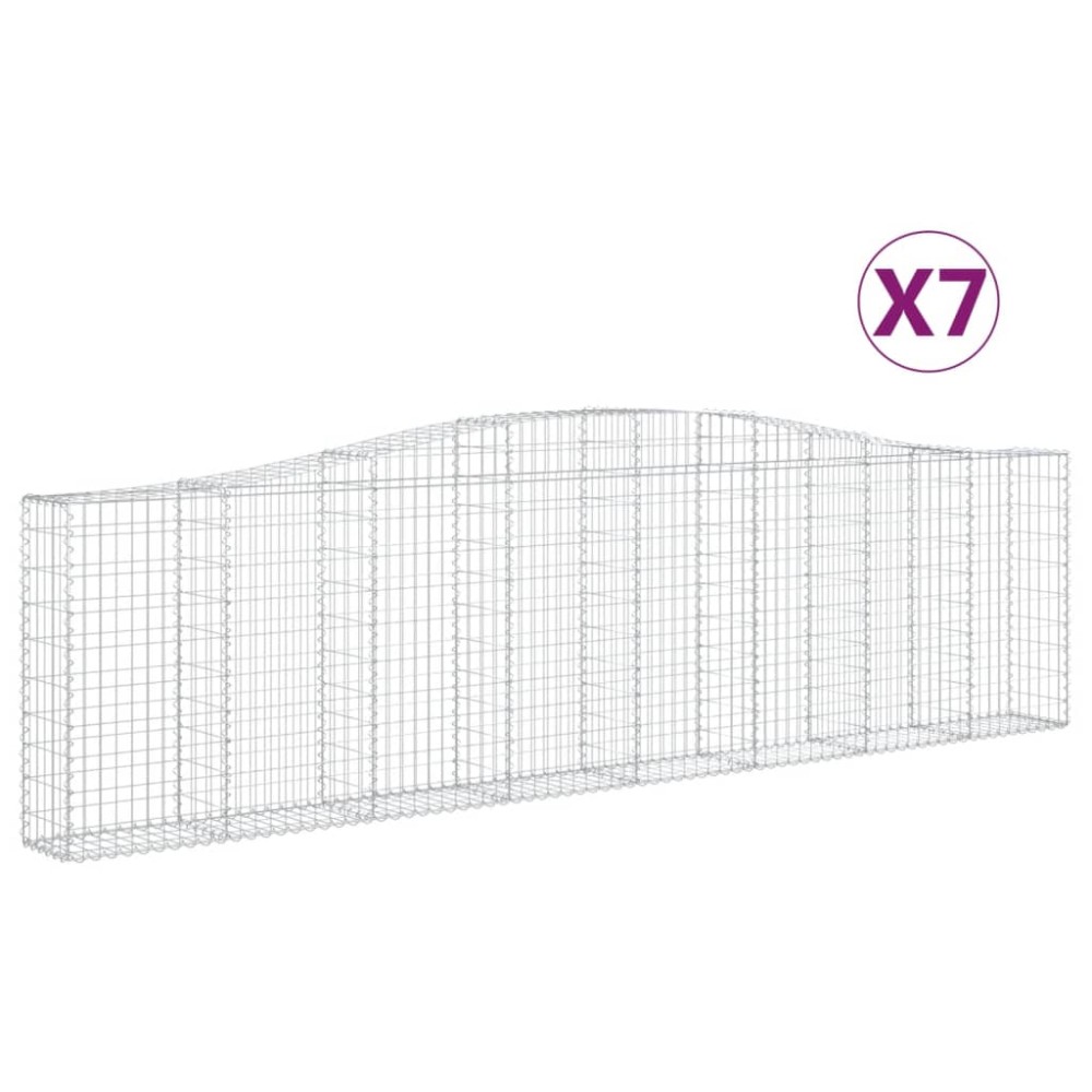 vidaXL Coșuri gabion arcuite 7 buc, 400x30x100/120 cm fier galvanizat
