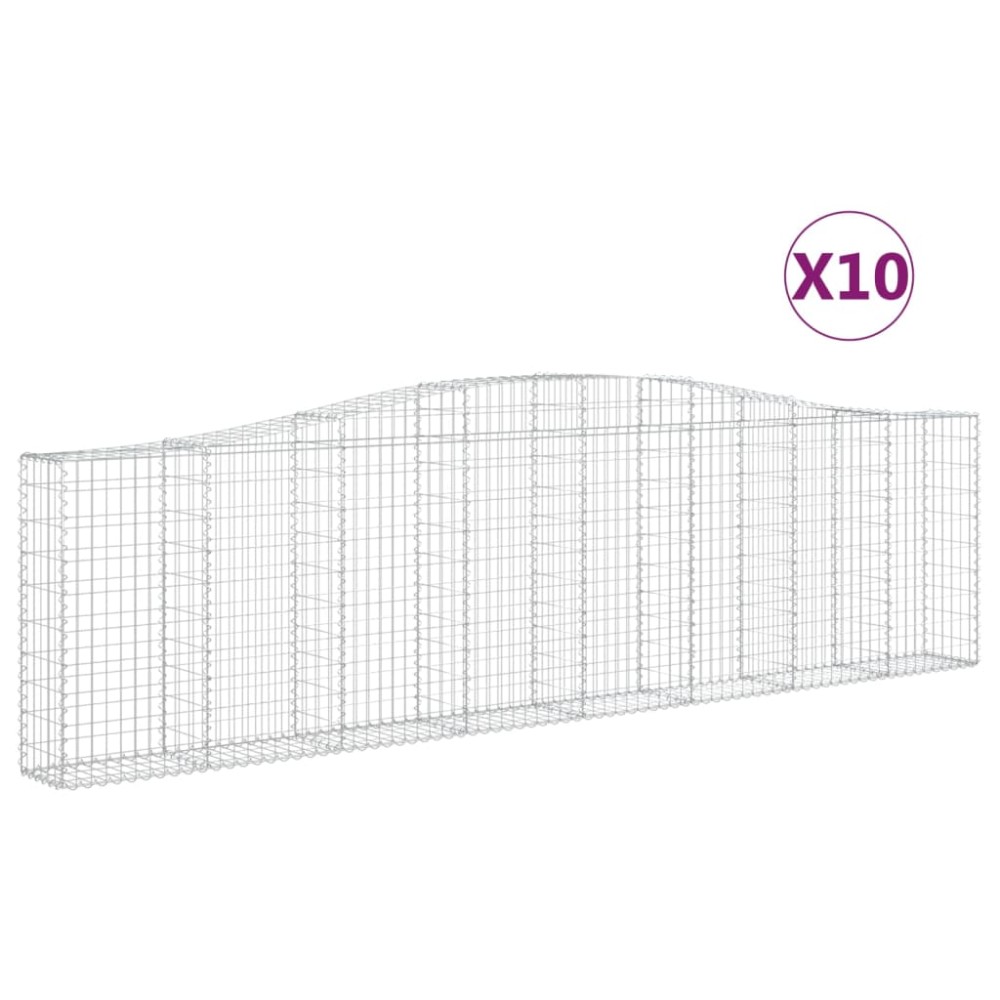 vidaXL Coșuri gabion arcuite 10 buc, 400x30x100/120 cm fier galvanizat
