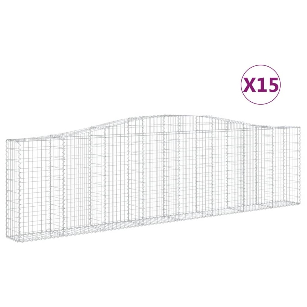 vidaXL Coșuri gabion arcuite 15 buc, 400x30x100/120 cm fier galvanizat