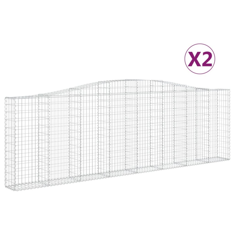 vidaXL Coșuri gabion arcuite 2 buc. 400x30x120/140cm fier galvanizat