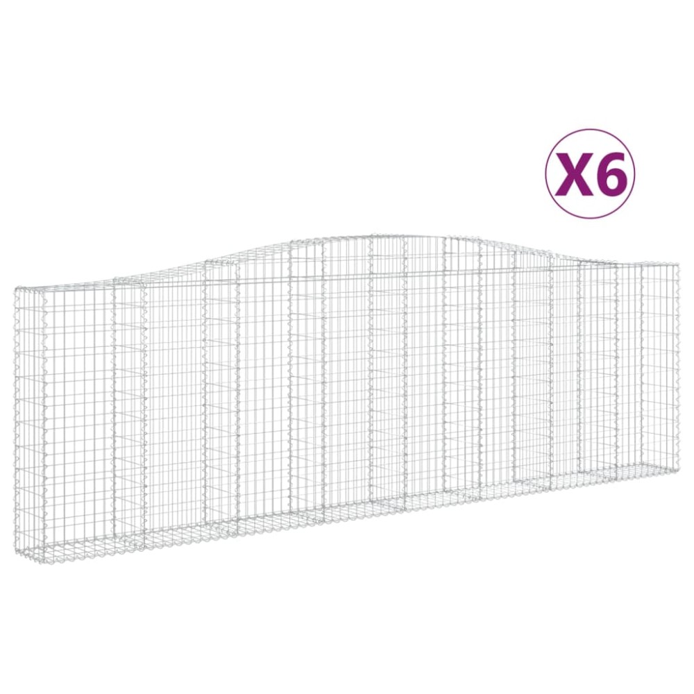 vidaXL Coșuri gabion arcuite 6 buc. 400x30x120/140 cm fier galvanizat