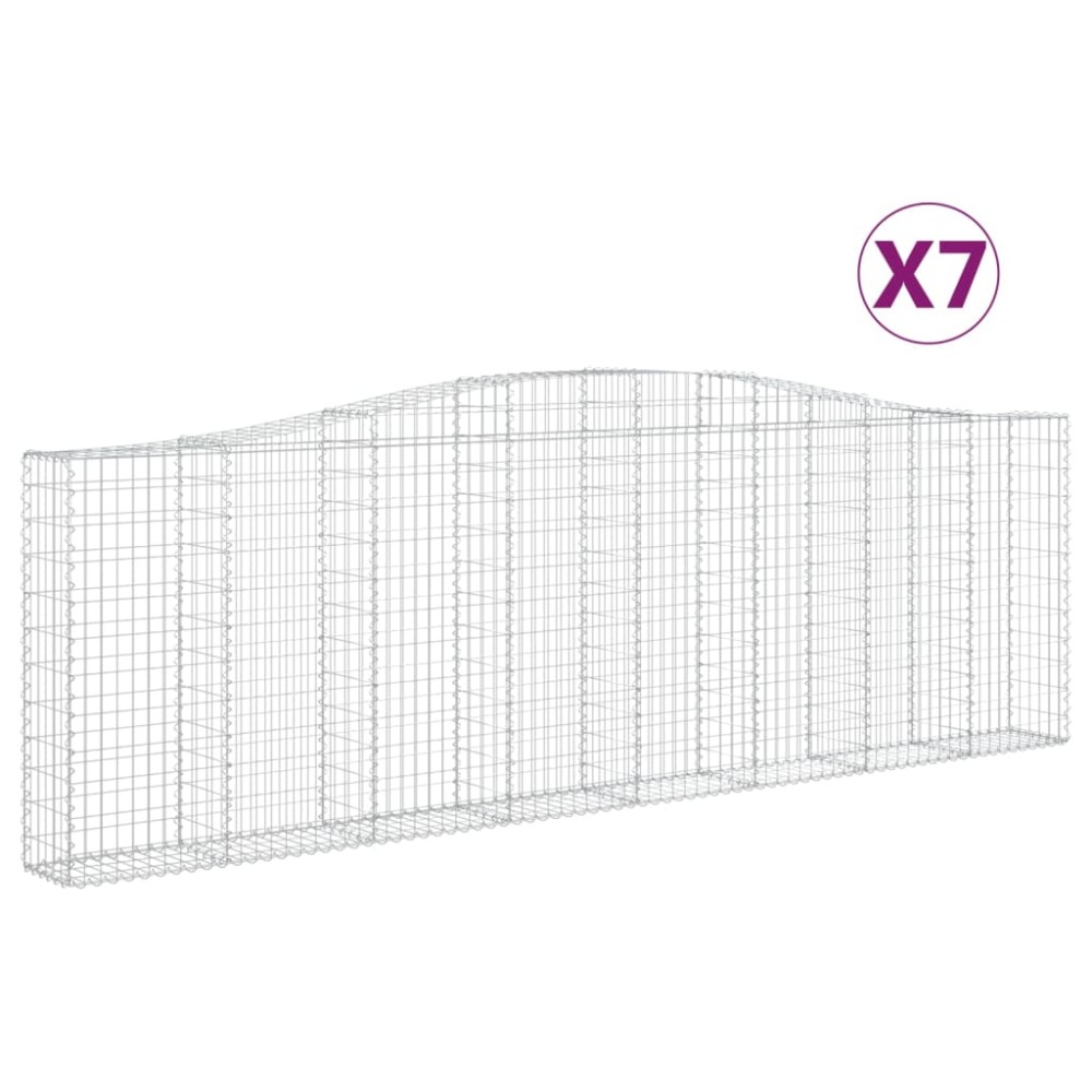 vidaXL Coșuri gabion arcuite 7 buc. 400x30x120/140 cm fier galvanizat