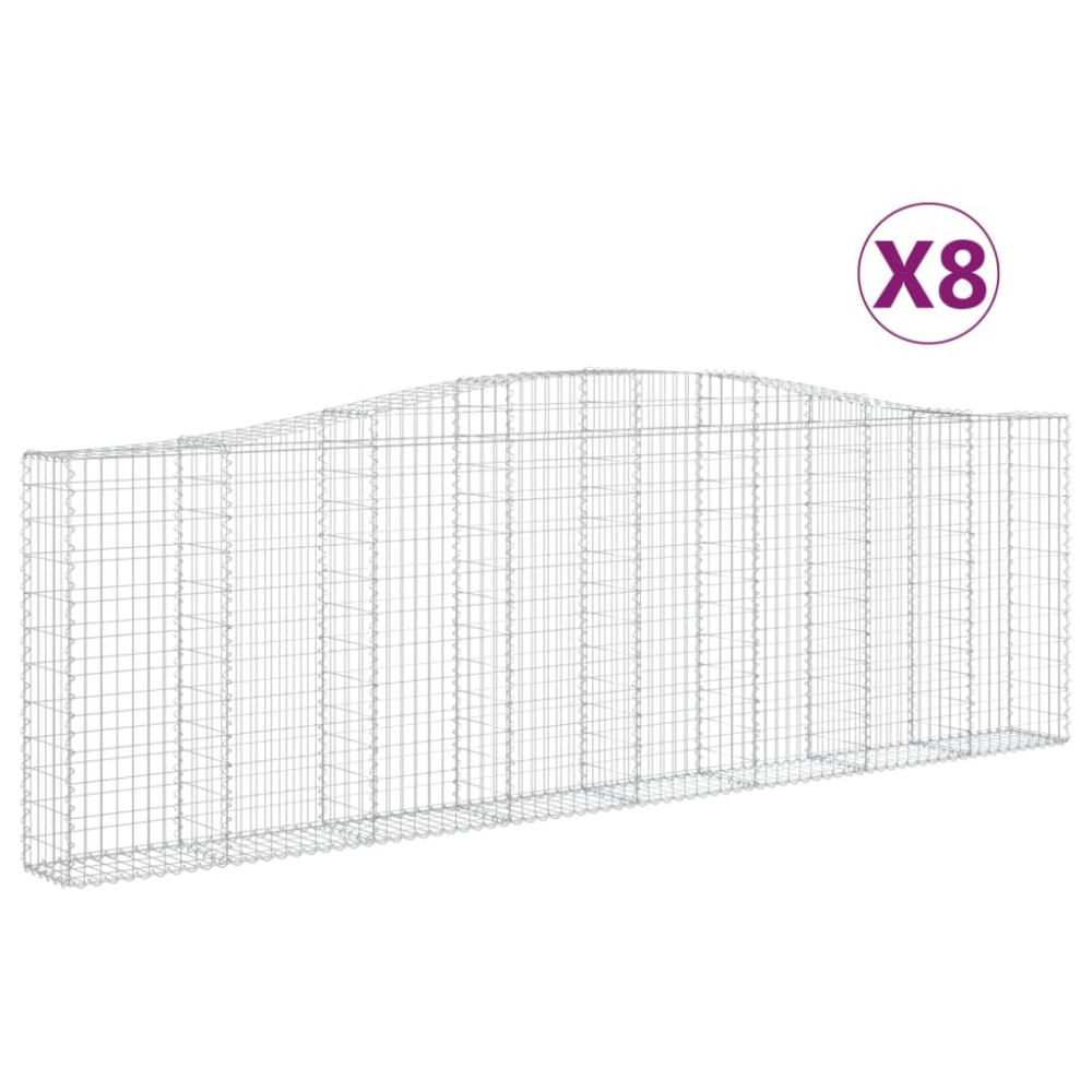 vidaXL Coșuri gabion arcuite 8 buc. 400x30x120/140 cm fier galvanizat