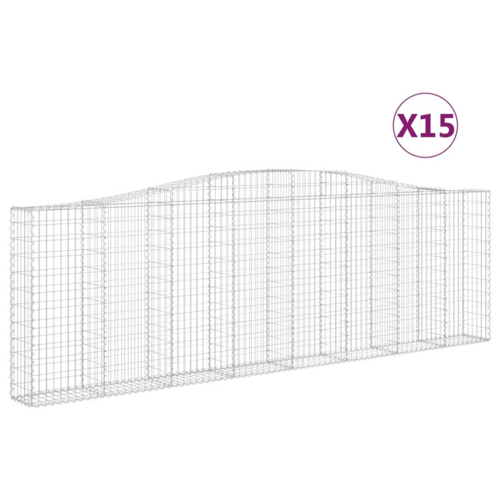 vidaXL Coșuri gabion arcuite 15 buc. 400x30x120/140 cm fier galvanizat