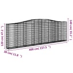 vidaXL Coșuri gabion arcuite 15 buc. 400x30x120/140 cm fier galvanizat