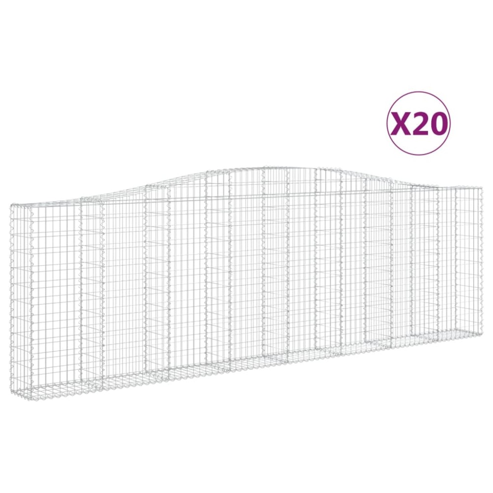 vidaXL Coșuri gabion arcuite 20 buc. 400x30x120/140cm fier galvanizat